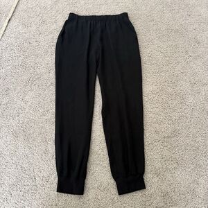 Theory Womens Black Silk Jogger Pants Elastic Waist Loungewear Classic Sz Small